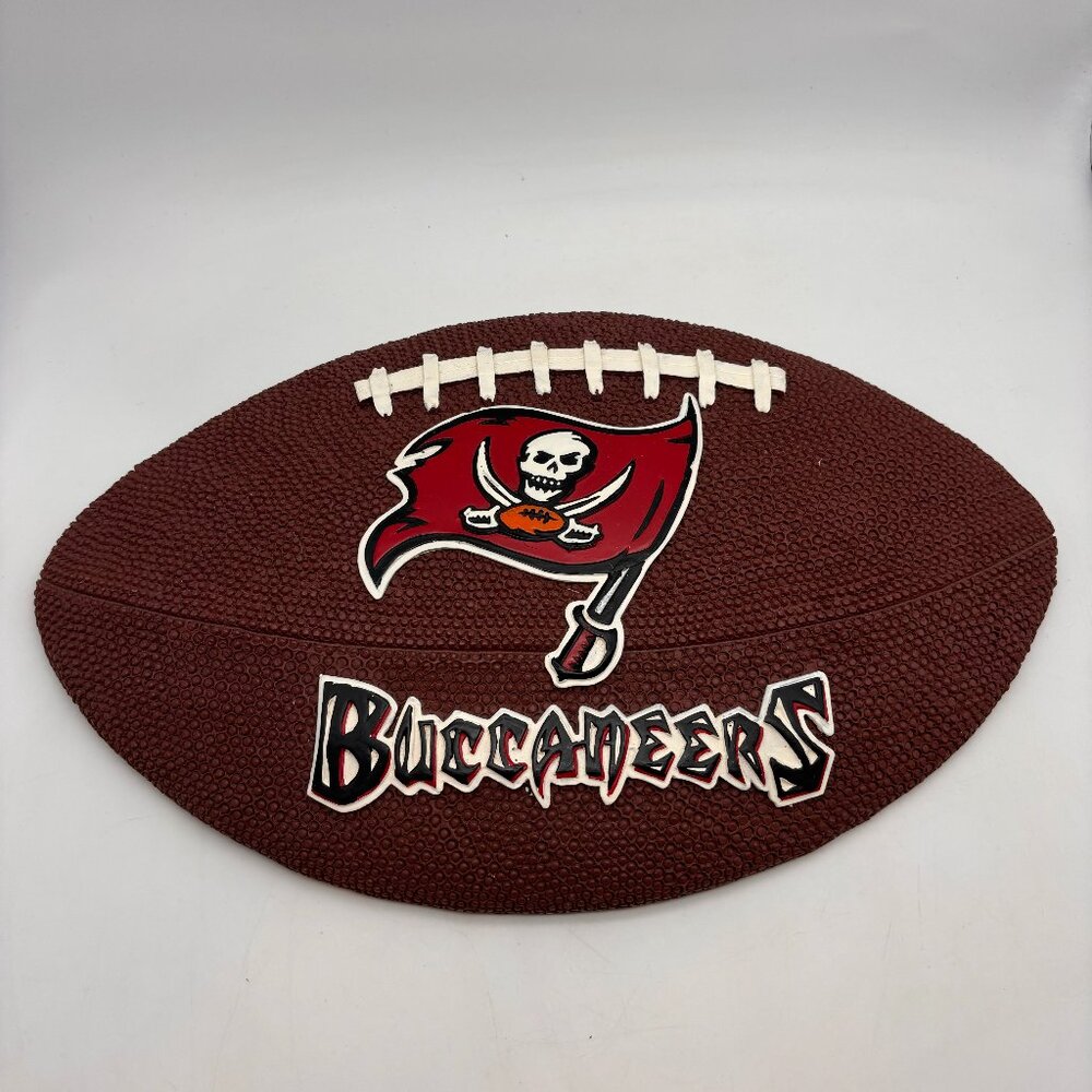 NFL Tampa Bay Buccaneers Logo Ceramic Football Shaped Wall Hanging Decor Plaque